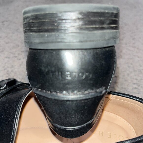 COLE HAAN Stassi Chain Loafers in Black Princess - Leather - EUC -Women's Size 7 - Picture 9 of 9